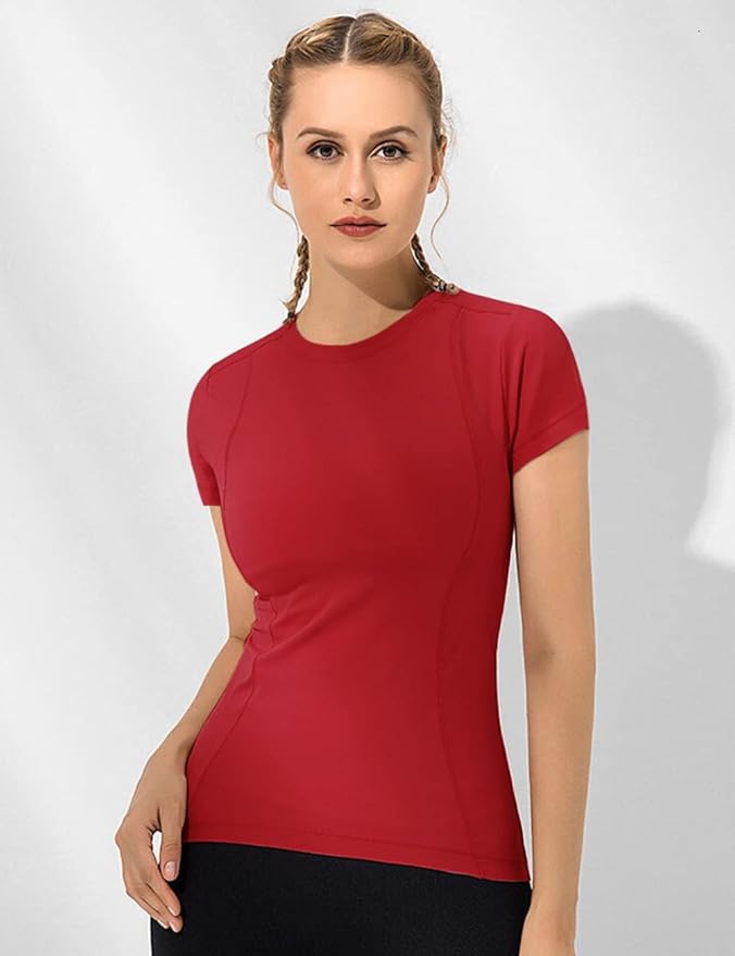 Loovoo Women Workout Shirts 1/2/3 Pack Athletic Compression Tee Dry Fit Yoga Gym Basic Tops