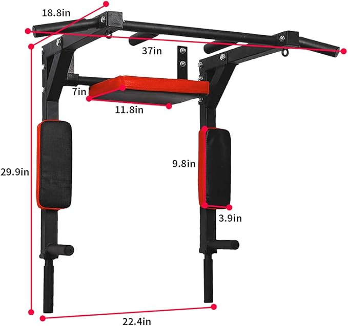 PLKO Wall Mount Pull Up Bar and Multi-Function Squat Press Barbell Rack Stand set，Wall Mounted Body Press Pull Up Bar Gym Chin-Up for Upper Body Workout,Fitness Exercise Equipment Home Gym