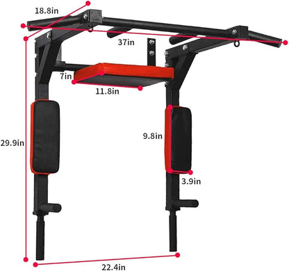 PLKO Wall Mount Pull Up Bar and Multi-Function Squat Press Barbell Rack Stand set，Wall Mounted Body Press Pull Up Bar Gym Chin-Up for Upper Body Workout,Fitness Exercise Equipment Home Gym
