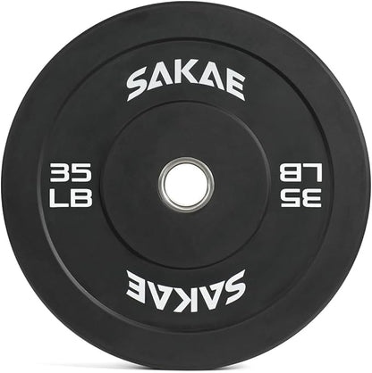 SAKAE Olympic Rubber Bumper Plates, 2-Inch Weight Plate Set with Steel Hub, Ideal for Weightlifting, CrossFit, Strength Training & Home Gym Workout, Available in Single, Pair & Sets, Multiple Sizes