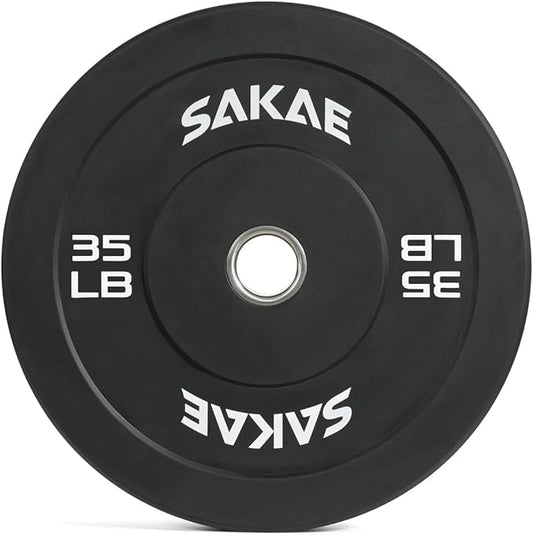 SAKAE Olympic Rubber Bumper Plates, 2-Inch Weight Plate Set with Steel Hub, Ideal for Weightlifting, CrossFit, Strength Training & Home Gym Workout, Available in Single, Pair & Sets, Multiple Sizes