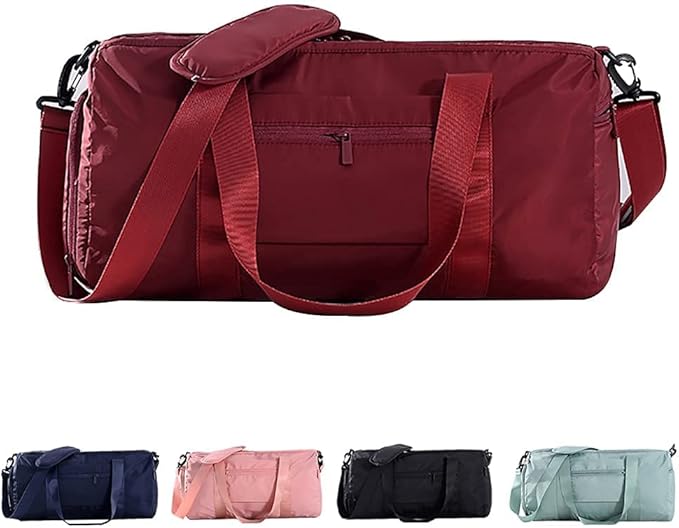 Sports Gym Luggage Travel Bag for Men and Women, Sports Gym Bag, Exercise Duffel Bag, Large Capacity and Light to Carry, Waterproof and Dirt-resistant Foldable Travel Bag ,Gear Wine red
