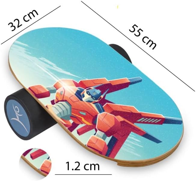 Kids Balance Board with Roller – Wooden Trainer for Children – Fun Indoor Core Strength Game – Improves Balance & Coordination – Multiple Designs