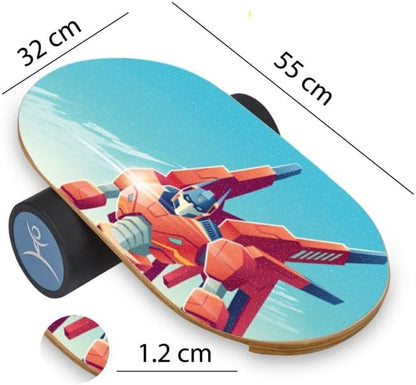 Kids Balance Board with Roller – Wooden Trainer for Children – Fun Indoor Core Strength Game – Improves Balance & Coordination – Multiple Designs