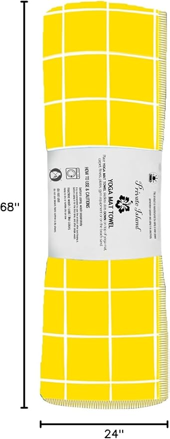 Private Island Hot Yoga Beach Mat Towel Non Slip Recycling Microfiber Quick Dry Compact Sand Water Sports Gym Picnic Blanket Outdoor Camping 24”x68” (YELLOWBROWNY, Large)