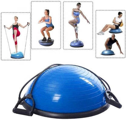 French Fitness Half Ball Balance Trainer w/Resistance Bands (New)
