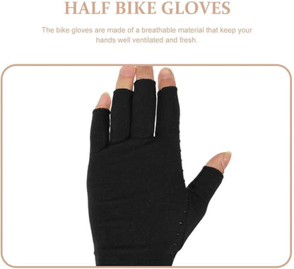 Cycling Half Finger Gloves Black High Elastic Non-Slip Exercising Gloves with Wrist Support for Fitness Training and Outdoor Riding, Size L (19.5-21.5cm)
