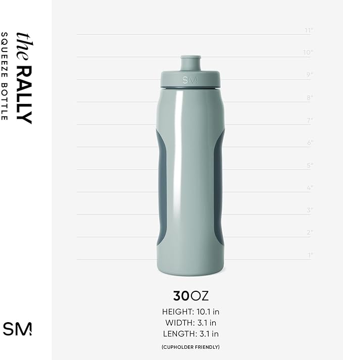 Simple Modern Rally Squeeze Plastic Water Bottle | 30oz Locking Leakproof Cup for Gym, Sports, Electrolytes, Travel | Sea Glass Sage Mix