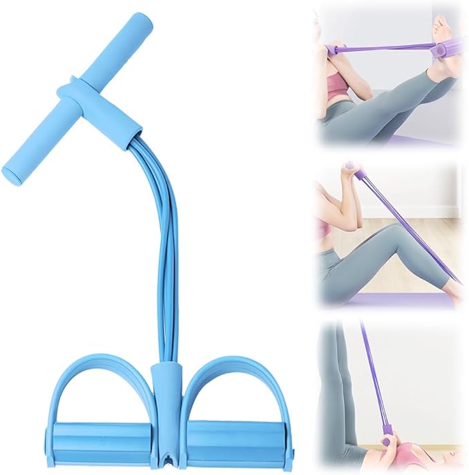 21 Fitness Resistance Bands-4 Tube Pedal Ankle Puller,2025 New Adjustable Resistance Bands for Leg Exercise,Durable Pedal Puller for Sit Up Workouts,Portable Stretching Bands for Home Gym Use