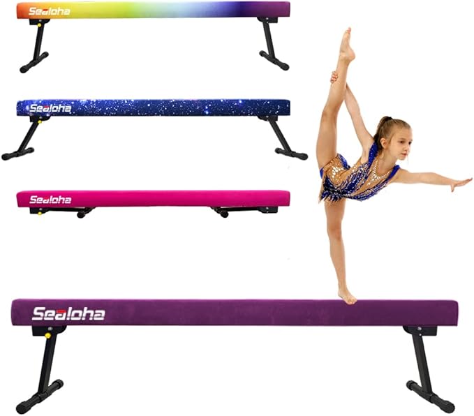 6ft Ultrasimple Adjustable&Foldable Balance Beam,High-Low Floor Beam Suede Gymnastics Equipment,No Tool Require, Gymnastics Beam for Training&Professional HomeTraining