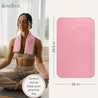 Wellrox Microfiber Hand Towel- Absorbent Sweat Towels, Workout Towels for Women- Yoga Mat Towel for Pilates, Hot Yoga, Gym Workouts (2 Pack, Pink)