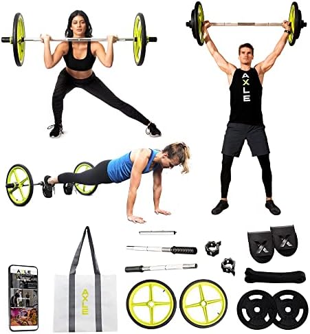 AXLE Home Gym Workout Barbells - Barbell Weight Set for Strength Training, Collapsible Equipment for Indoor & Outdoor Workouts for Men, Women, and Youth