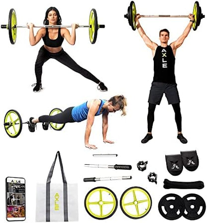 AXLE Home Gym Workout Barbells - Barbell Weight Set for Strength Training, Collapsible Equipment for Indoor & Outdoor Workouts for Men, Women, and Youth