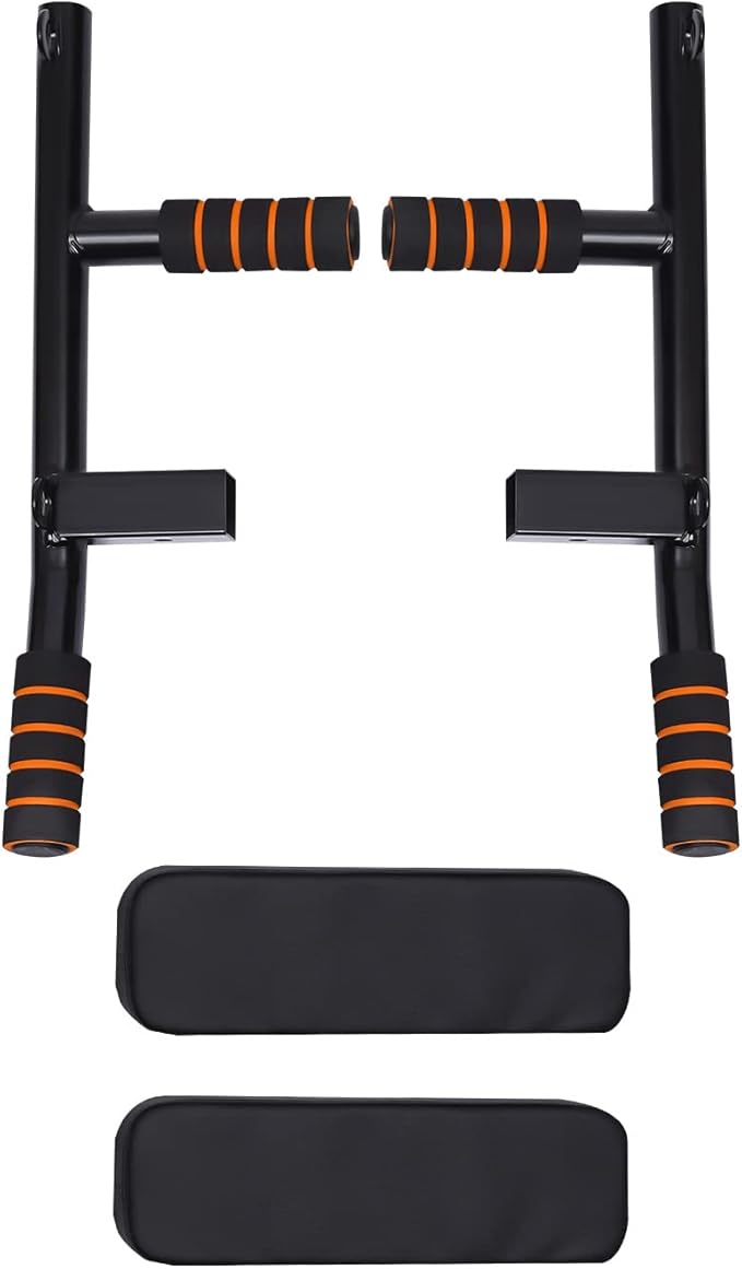 Wall Mounted Pull Up Bar, Power Tower Set Training Equipment Fitness Dip Stand Supports to 440 LBS for Home Gym Indoor Workout
