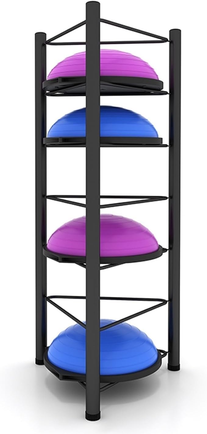 Balance Ball Half Rack 3/5/6/7 Tiers, Iron Half Exercise Balls Holder for Half Ball & Yoga Ball, Home Gym Studios Standing Half Ball Balance Trainer Shelf(Black,7 Layer - 75in)