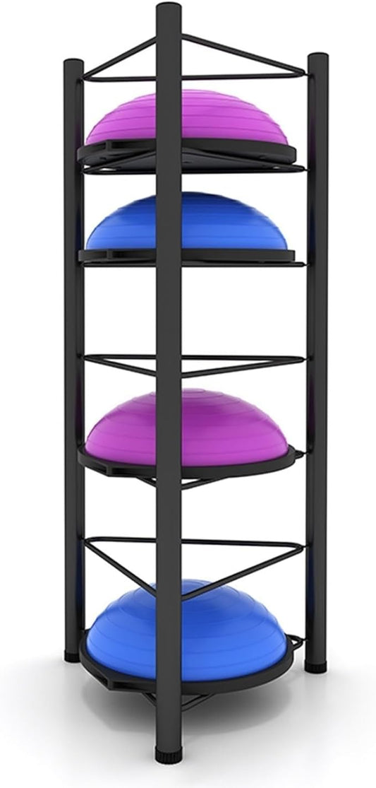 Balance Ball Half Rack 3/5/6/7 Tiers, Iron Half Exercise Balls Holder for Half Ball & Yoga Ball, Home Gym Studios Standing Half Ball Balance Trainer Shelf(Black,7 Layer - 75in)
