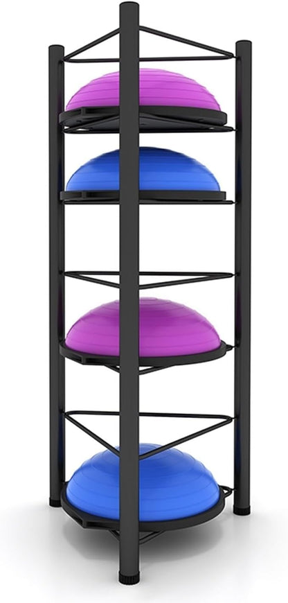 3/5/6/7 Tier Floor Stand Storage Organizer Exercise Half Balance Ball Storage Rack, Home Gym Workout Equipment for Bosu Slam Bowling Medicine Balls(Gold,7 Layer - 75in)