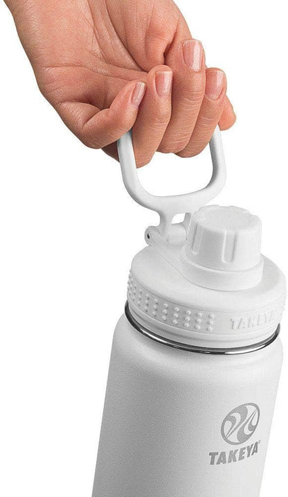 Takeya Actives Stainless Steel Water Bottle, Insulated Spout Lid, Keeps Drinks Cold 24 Hrs, Leakproof, Durable, Dishwasher Safe, Ideal for Gym, Travel, Fits Most Cup Holders, 24 oz/Arctic