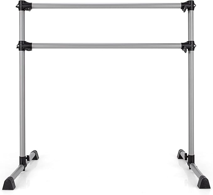 Goplus 4 FT Height Adjustable Ballet Bar, Double Portable Ballet Barre, Freestanding Dance Bar, Fitness Exercise Equipment for Home Gym School, Barre Bar for Kids & Adults