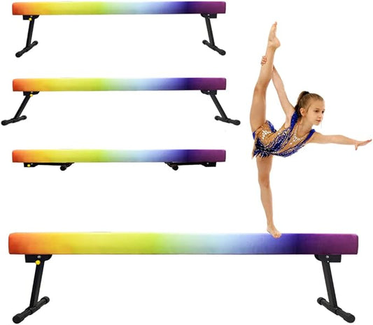 6ft Ultrasimple Adjustable&Foldable Balance Beam,High-Low Floor Beam Suede Gymnastics Equipment,No Tool Require, Gymnastics Beam for Training&Professional HomeTraining
