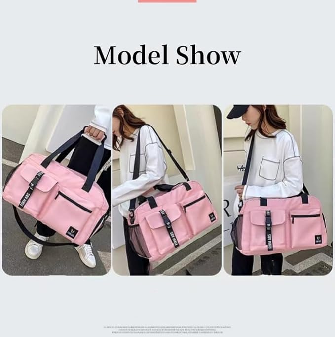 New Sports Tote Gym Travel Luggage Shopping Delivery Weekend Camping Overnight Bag(pink)