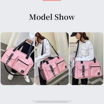 New Sports Tote Gym Travel Luggage Shopping Delivery Weekend Camping Overnight Bag(pink)