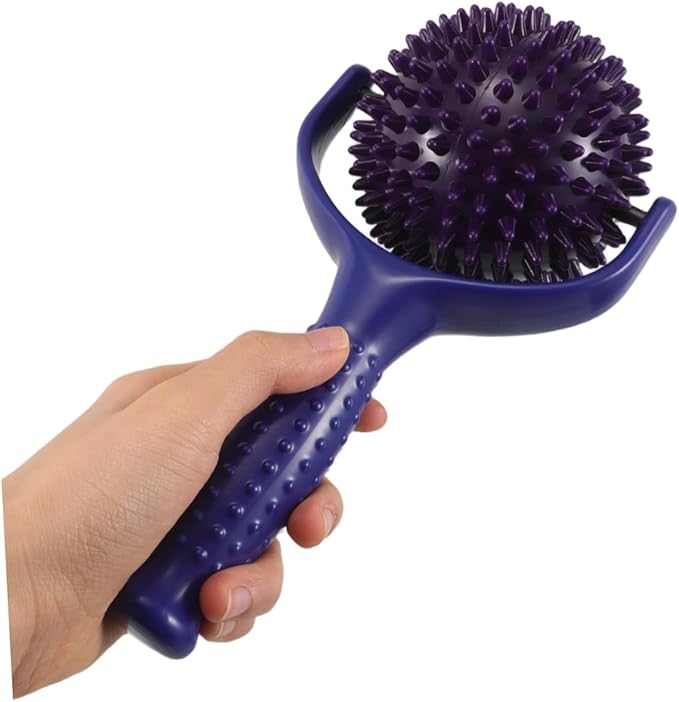 HOMSFOU Large Spiky Ball Massage Stick for Muscle Relief, Handheld Mobility Yoga Roller Blue and Purple Colors, Trigger Point Therapy Tool for Back, Shoulders, Thighs, and Calves, Fitness