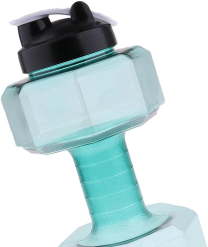 Big Capacity PETG Friendly Cup Dumbbell Shape Drinking Water Bottles Barbell Kettle Body Training Bottle () for Outdoor Camping Travel