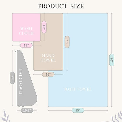 35X70 Inches Extra Large Bath Towels Sets of 4 for Bathroom Super Soft Quick Dry Bath Towels Hand Towels Washcloth Towels Microfiber Shower Towels for Women Daily Use (Khaki, 4 Piece)