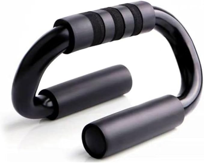 PRETYZOOM S-shaped Push up Rack with Black Handles, Pair of Fitness Push-up Stands for Chest and Core Training, Sturdy Steel Push-up Bars for Home Workout and Strength Training Equipment