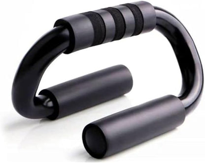 PRETYZOOM S-shaped Push up Rack with Black Handles, Pair of Fitness Push-up Stands for Chest and Core Training, Sturdy Steel Push-up Bars for Home Workout and Strength Training Equipment