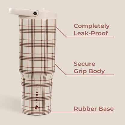 HydroJug Sport - Stainless Steel Tumbler with Straw, Vacuum Insulated, 32oz Leakproof Water Bottle, Ergonomic Design, Reusable, Dishwasher Safe, Rubber Base, Durable for Gym or Outdoors, Blair