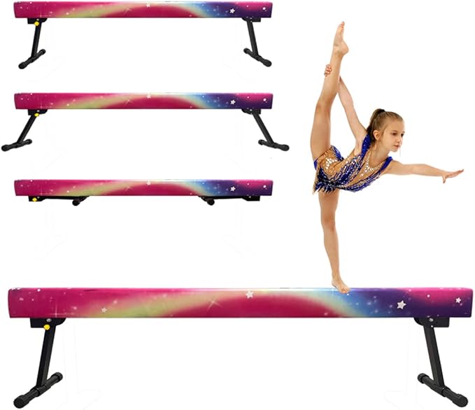 6ft Ultrasimple Adjustable&Foldable Balance Beam,High-Low Floor Beam Suede Gymnastics Equipment,No Tool Require, Gymnastics Beam for Training&Professional HomeTraining