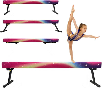 6ft Ultrasimple Adjustable&Foldable Balance Beam,High-Low Floor Beam Suede Gymnastics Equipment,No Tool Require, Gymnastics Beam for Training&Professional HomeTraining