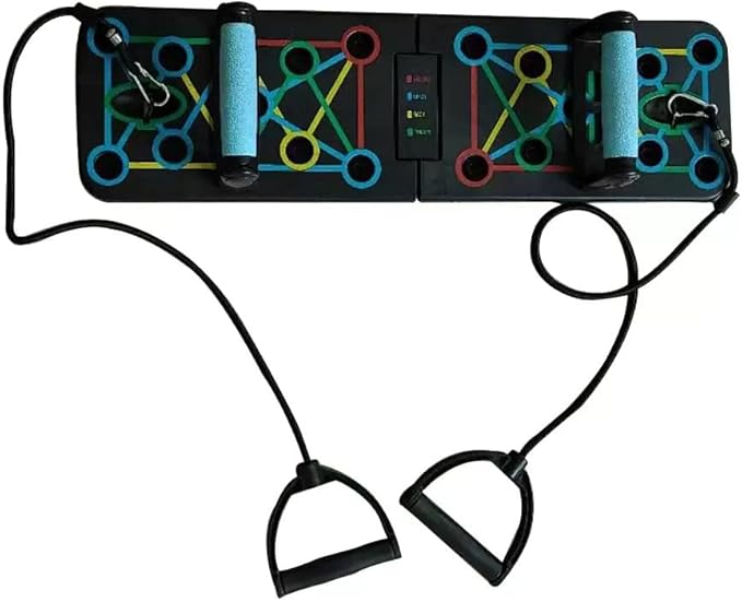 Foldable Push Up Board, 25-in-1 Home Workout Equipment with Non-Slip Handles, Color-Coded Guide & Jump Rope Included – Portable Strength Training System for Chest, Arms, Back, Core, Professional Fitness Gear Deluxe Set for Men & Women