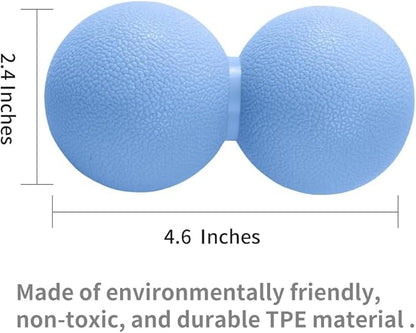 Double Lacrosse & Micro-Elastic Peanut Massage Ball - Myofascial Release Tool for Muscle, Back, Foot, and Physical Therapy, Mobility Roller for Acupressure and Relaxation (Blue)