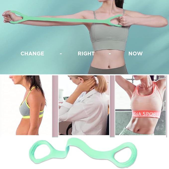 Figure 8 Resistance Band, Arm Back Shoulder Exercise Elastic Rope Stretch Fitness Band, Foot, Leg, Hand Stretcher, Arm Exerciser for Yoga Pilates Stretching Physical Therapy, Home Gym Workout