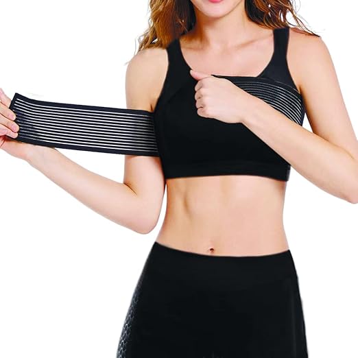 Post Surgical Implant Stabilizer Strap Support Brace Bandage, Breast Augmentation and Reduction Band, Chest Compression Support Band for Large Breast Exercise, Fits Most (black)