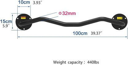 Wall Mounted Pull Up Bars Perfect Fitness Multi-Gym Doorway Pull Up Bar Home Gym Exercise Workout Equipment Strength Training Equipment Fitness Equipment Single Bars for Walls (Color : Black)