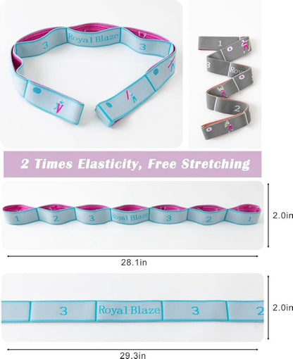 Yoga Stretch Strap with Loops - Streching Strap for Physcial Thearpy, Pilates & Flexibility Training - Exercise Strap for Hamstring, Leg Streching & Rehab - Kids & Adults