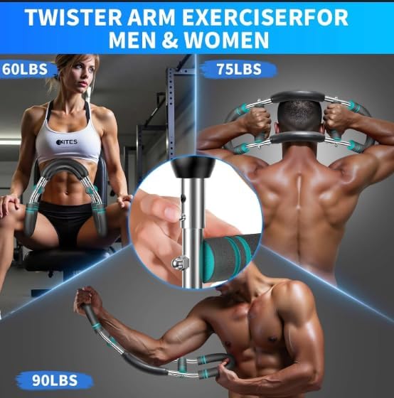 6-in-1 Upper Body Workout Equipment Set – Twister Arm Trainer, Grip Strengthener, Forearm Trainer, Chest Expander, Hand Gripper & Finger Strengthener for Home Strength Training forearm strengthener