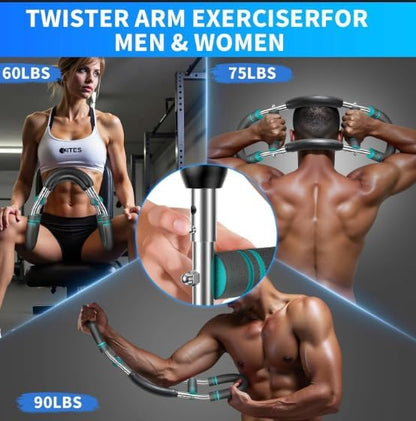 6-in-1 Upper Body Workout Equipment Set – Twister Arm Trainer, Grip Strengthener, Forearm Trainer, Chest Expander, Hand Gripper & Finger Strengthener for Home Strength Training forearm strengthener