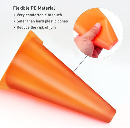 Cones Sports 9 Inch, 15 Pack Training Cones for Soccer Practice, Agility Field Cone Set for Drills Football Basketball, Plastic Cones for Outdoor Indoor Games