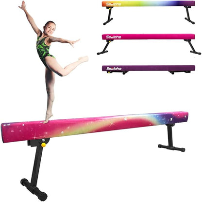 6ft Ultrasimple Adjustable&Foldable Balance Beam,High-Low Floor Beam Suede Gymnastics Equipment,No Tool Require, Gymnastics Beam for Training&Professional HomeTraining