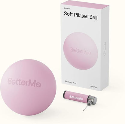 BetterMe Soft Pilates Ball – 8 Inch Mini Exercise Ball for Pilates, Yoga & Core Training – Small Stability Ball for Women – Portable Workout Tool