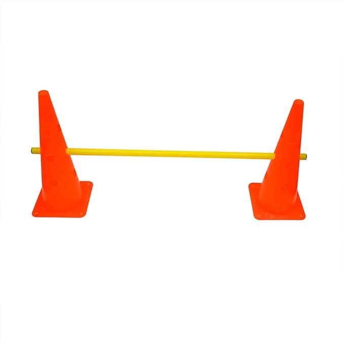 Trademark Innovations Agility Cone Hurdle Pole Set Training Equipment, Yellow