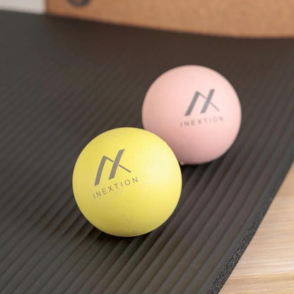 Therapy Massage Balls (2-Pack), High-Density Fascia Balls for Targeted Muscle Relaxation & Daily Recovery - 50D & 65D Hardness Options (Soothing Pink + Dawn Yellow (50D+50D))
