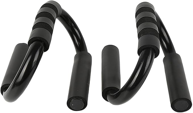 PRETYZOOM S-shaped Push up Rack with Black Handles, Pair of Fitness Push-up Stands for Chest and Core Training, Sturdy Steel Push-up Bars for Home Workout and Strength Training Equipment