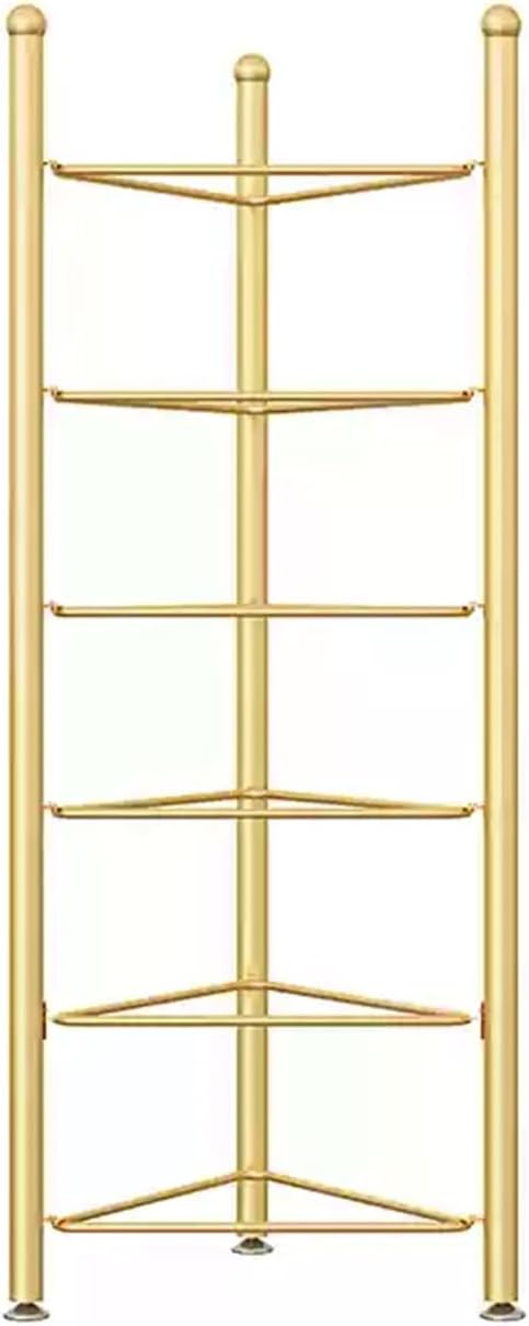 Balance Ball Half Rack 3/5/6/7 Tiers, Iron Half Exercise Balls Holder for Half Ball & Yoga Ball, Home Gym Studios Standing Half Ball Balance Trainer Shelf(Gold,6 Layer - 63in)