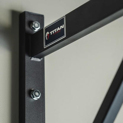 Titan Fitness Adjustable Depth 52" Wall Mounted Pull Up Bar, 14" or 22" From Wall, Rated 400 LB, Home or Garage Gym Chin Up Workout Training Station, Upper Body Workout